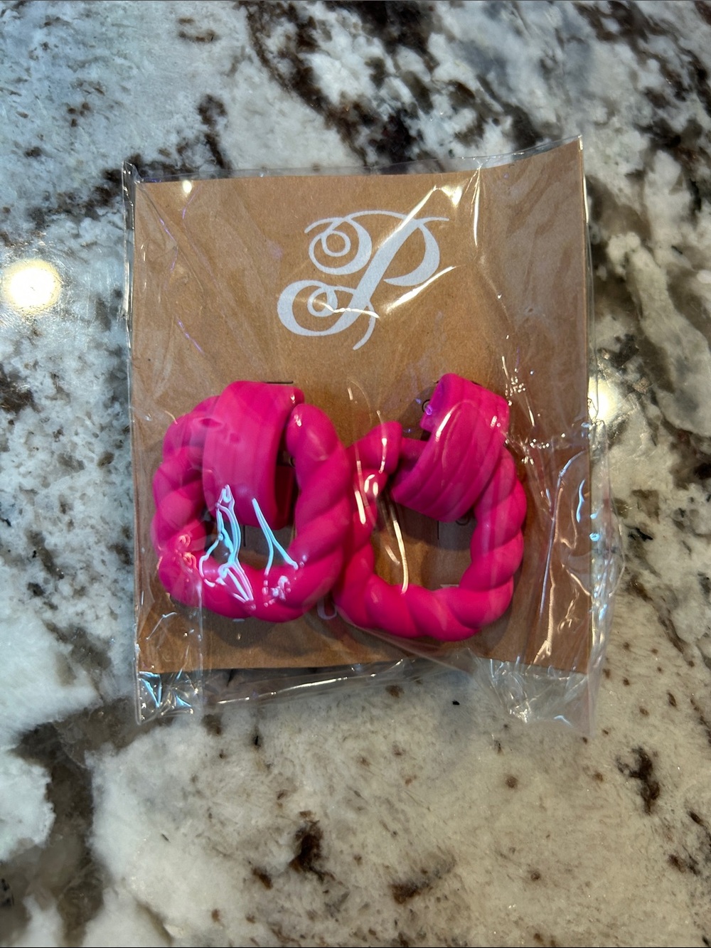 Plunder Hot Pink Twisted Hoop Earrings